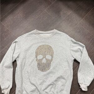Woman’s custom boutique Gray Skull Print Sweater